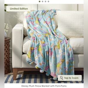 NWT Vera Bradley Disney 100 Tinker bell Plush PomPom Throw